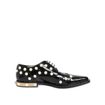 Dolce & Gabbana Black Leather Faux Pearl Dress Broque Shoes LA12823-39