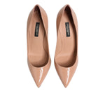 Dolce & Gabbana Beige Patent Leather Stiletto Heel Pump Shoes LA12826-35.5