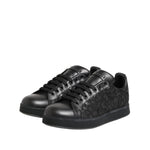 Dolce & Gabbana Black Floral Lace Low Top Sneakers Shoes LA12775-35