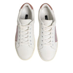 Dolce & Gabbana White Pink Leather Low Top Sneakers Shoes LA12795-35