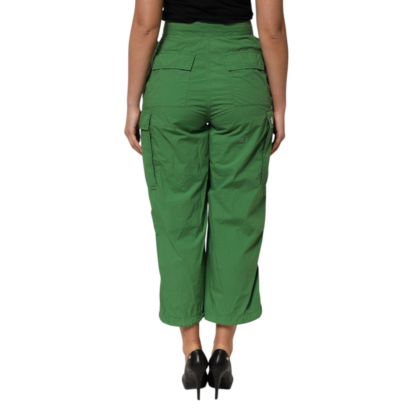 Dolce & Gabbana Green Cotton High Waist Cargo Trouser Pants PAN75579-38