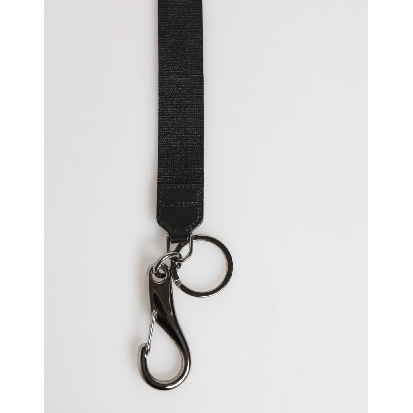 Dolce & Gabbana Black Yellow Polyester DG Logo Silver Keychain Keyring