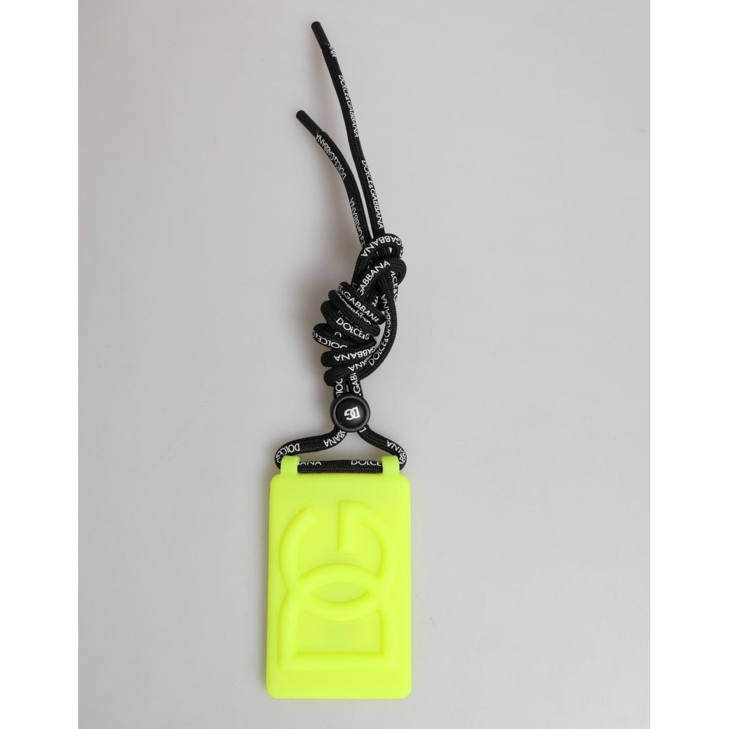 Dolce & Gabbana Yellow Green Rubber DG Embossed Adjustable Badge Holder SMY11237