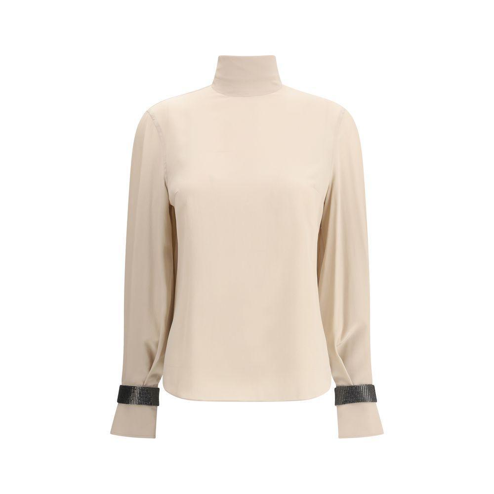 Brunello Cucinelli Silk turtleneck Blouse with Precious Bracelets BR-MB993EK714C8561-L