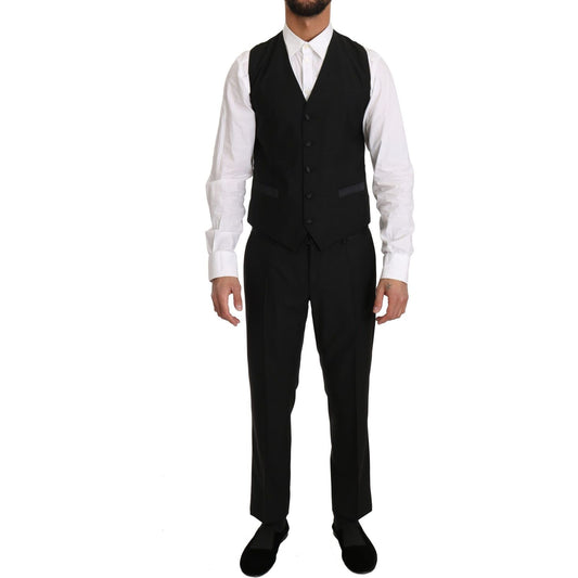 Dolce & Gabbana Black Wool Dress Waistcoat Gillet Vest
