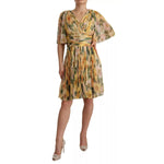 Dolce & Gabbana Yellow Floral Print Pleated Maxi Dress DR28261-38