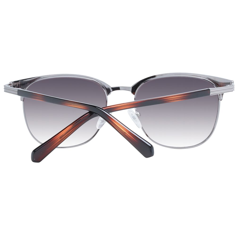 Guess Silver Metal Sunglasses for men with grey gradient lenses, full-rim silver metal frame, UVA & UVB protection, browline style.