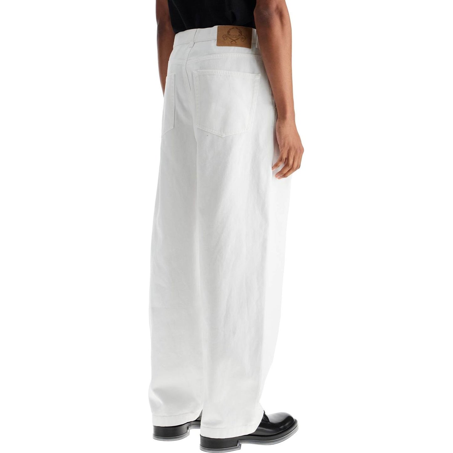 Moschino white cotton wide leg trousers Trousers Moschino Light Gray