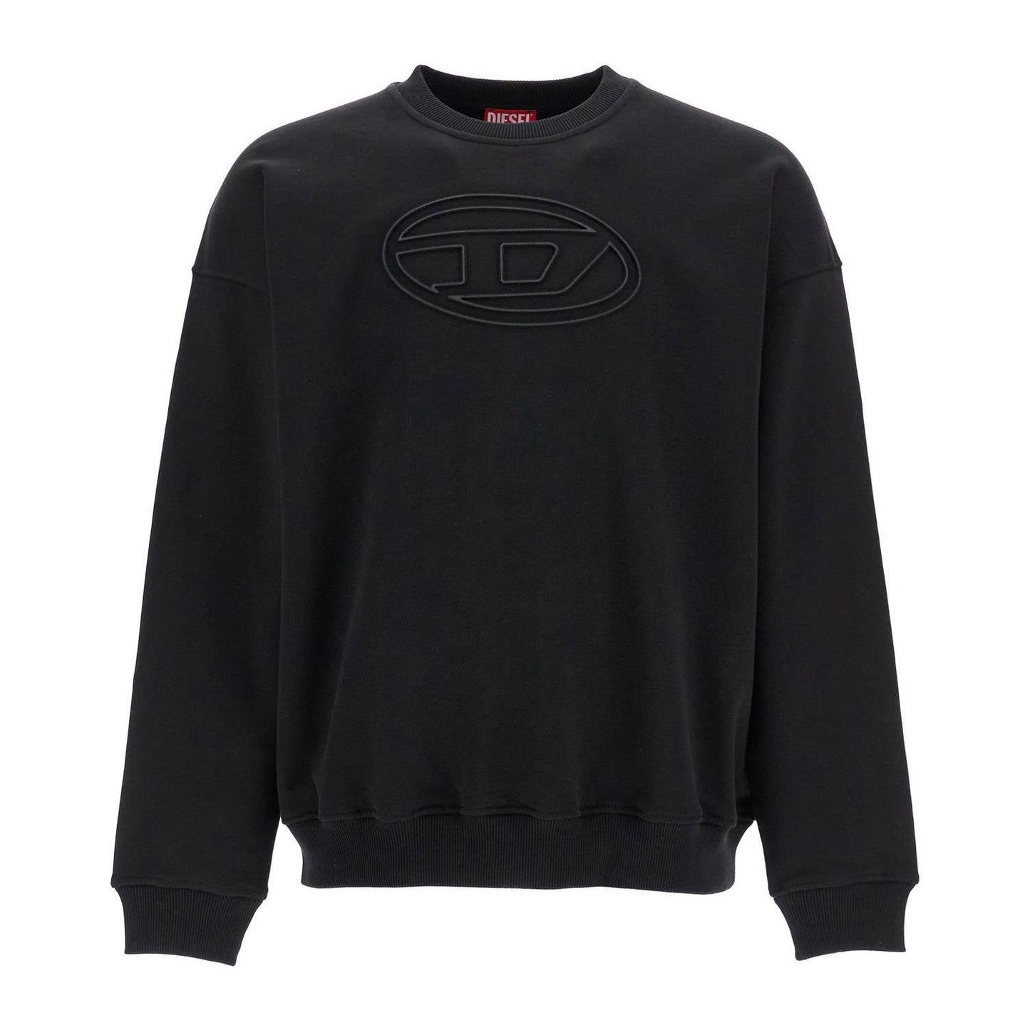 Diesel black cotton sweatshirt with embroidered s-mart-bigoval logo Topwear Diesel Black