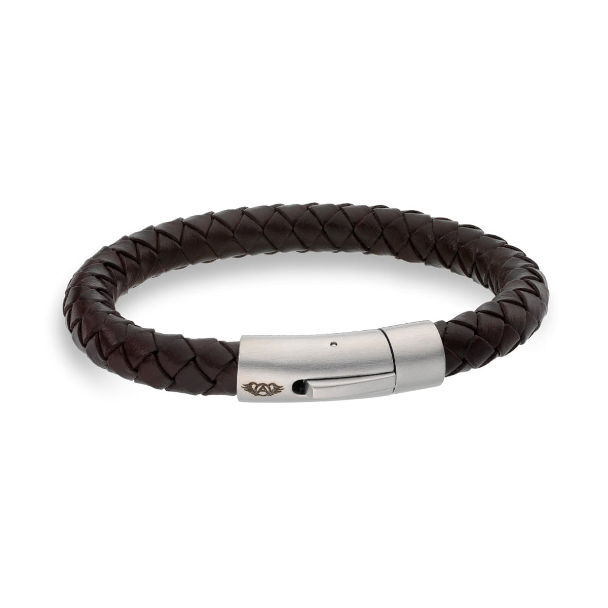 AN JEWELS JEWELRY Mod. AA.P233BR.M brown braided bracelet with silver clasp