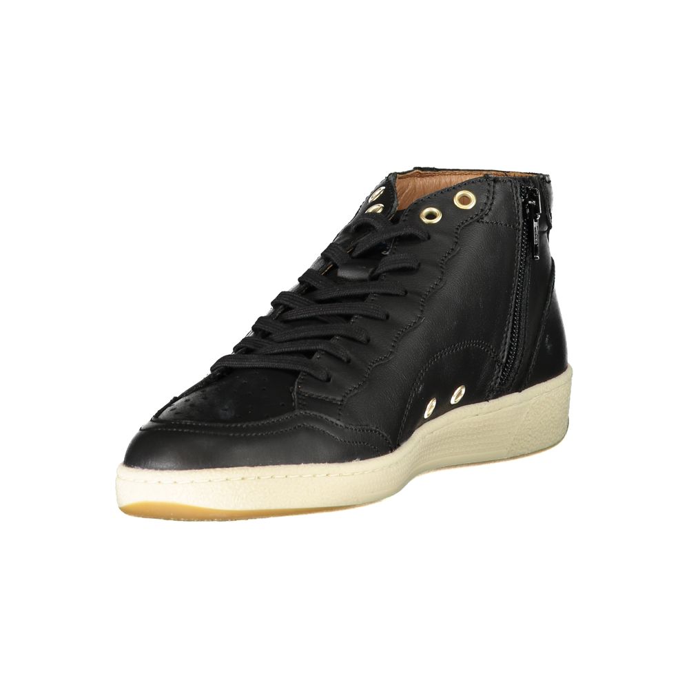 Blauer Black Polyester Sneaker with laces, contrasting details, and logo print. Stylish sports shoe for versatile wear.