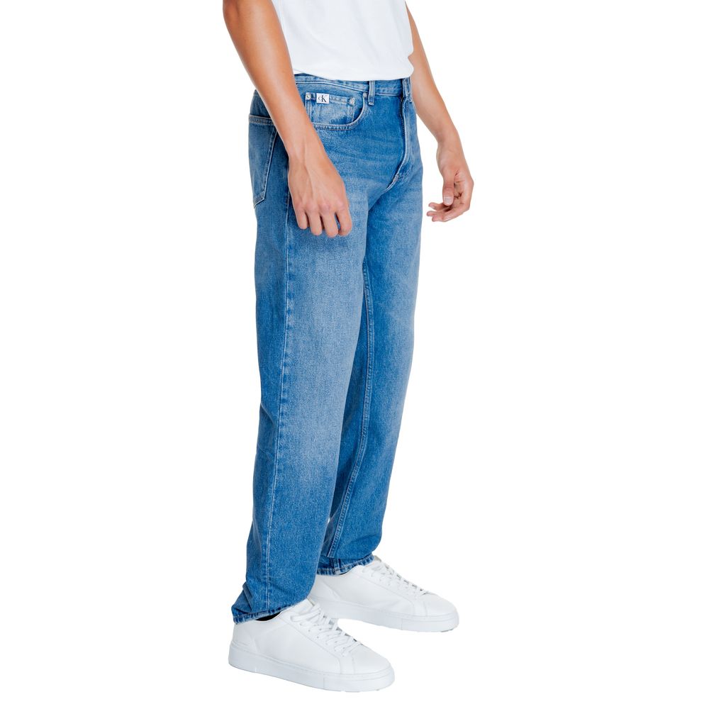 Calvin Klein Jeans Light Blue Cotton Relaxed Fit Jeans in a contemporary, sustainable design for men, featuring a straight, loose fit.