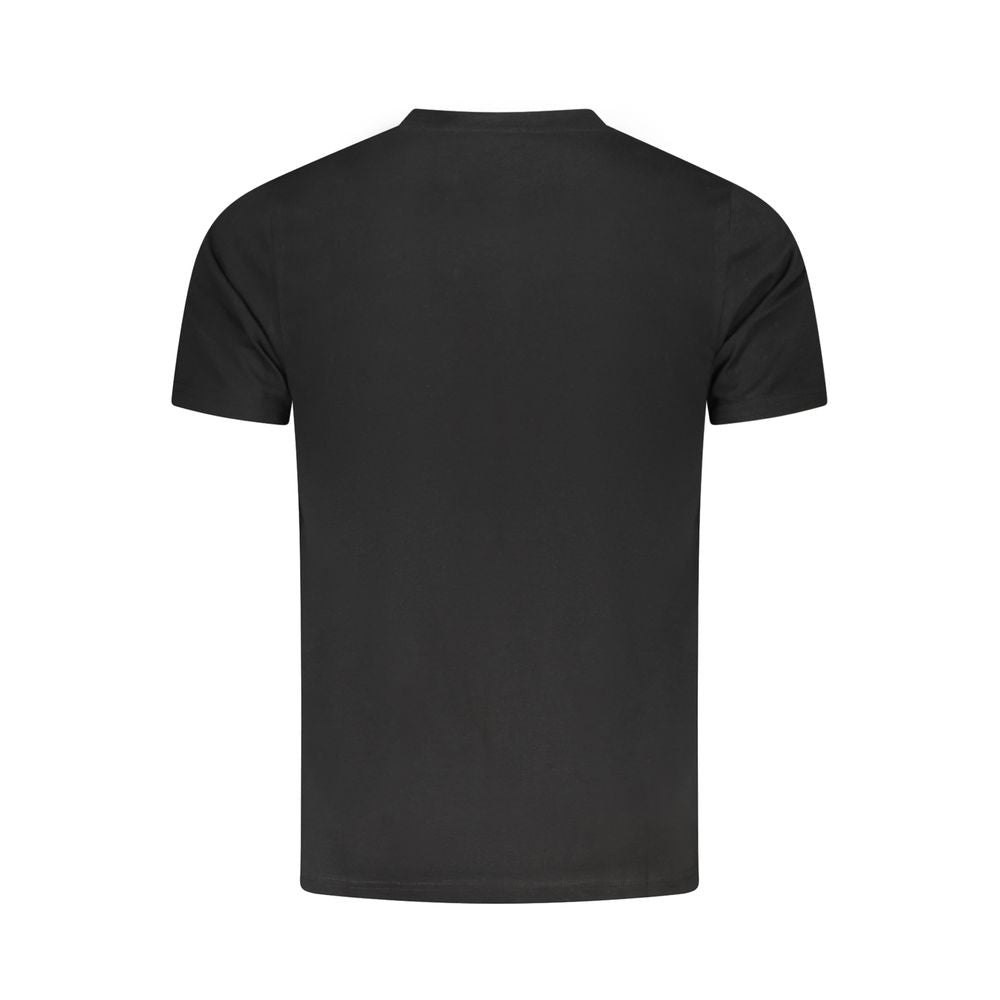 Back view of Cavalli Class Black Cotton T-Shirt with short sleeves and crew neck.