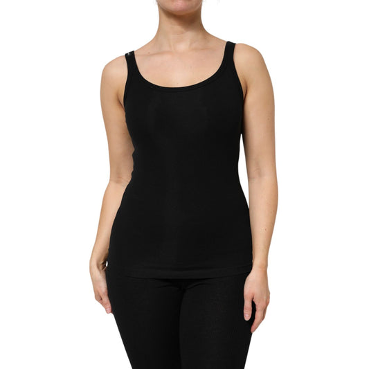 Dolce & Gabbana Black Cotton Stretch Sleeveless Women Tank Top