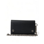 Dolce & Gabbana Black Leather Logo Embossed Mini Bifold Wallet Borse Bag