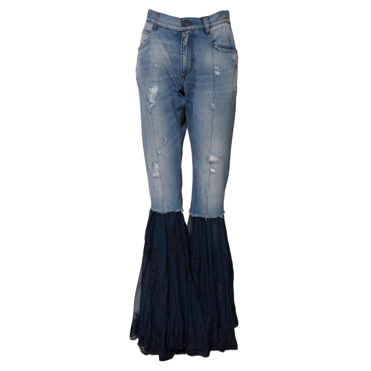 Dolce & Gabbana Blue Cotton High Waist Flared Denim Jeans