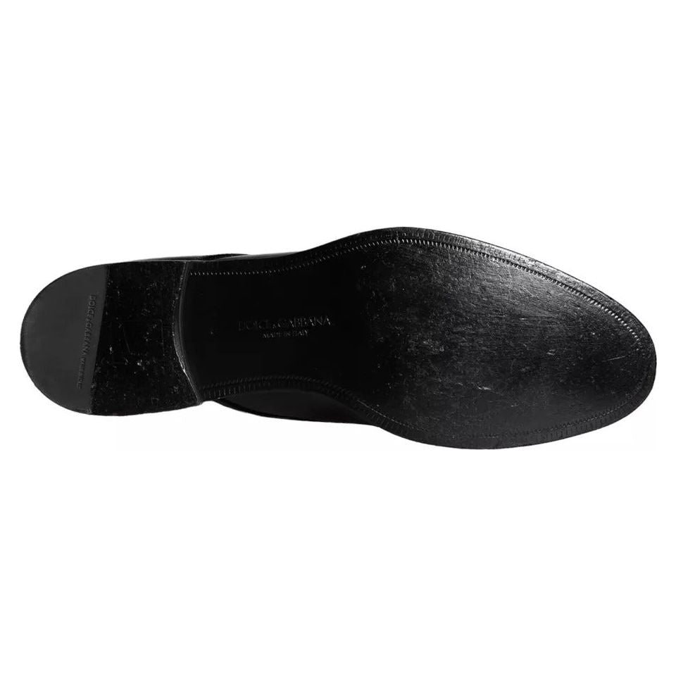Dolce & Gabbana Black Calfskin Leather Derby Men Dress Shoes MV5705-43