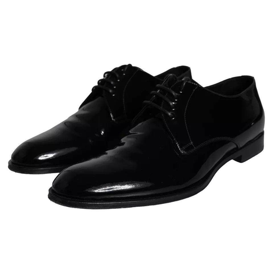 Dolce & Gabbana Black Calfskin Leather Derby Men Dress Shoes MV5705-43