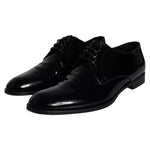 Dolce & Gabbana Black Calfskin Leather Derby Men Dress Shoes MV5705-43