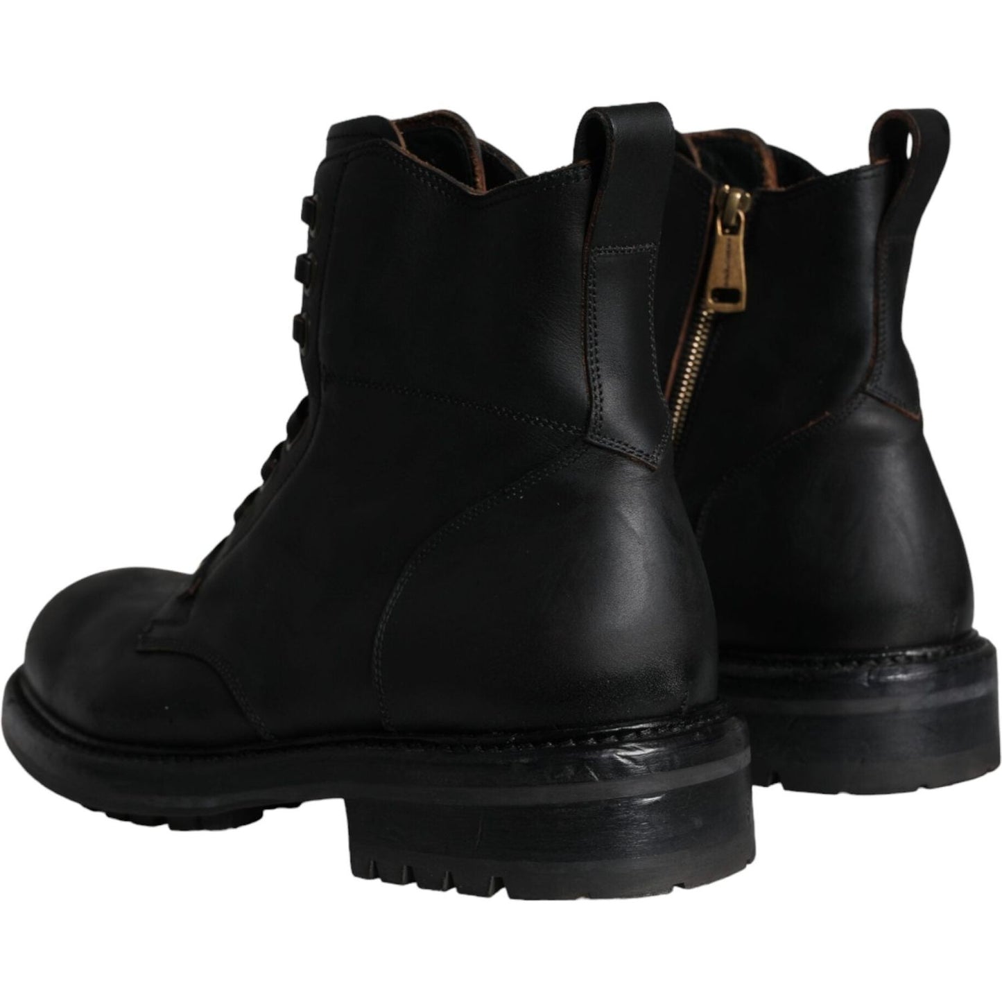 Dolce & Gabbana Black Lace Up Mid Calf Boots Men Shoes MV5868-45
