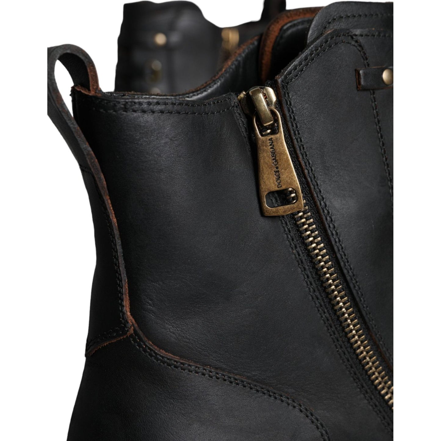 Dolce & Gabbana Black Lace Up Mid Calf Boots Men Shoes MV5868-45