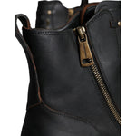 Dolce & Gabbana Black Lace Up Mid Calf Boots Men Shoes MV5868-45