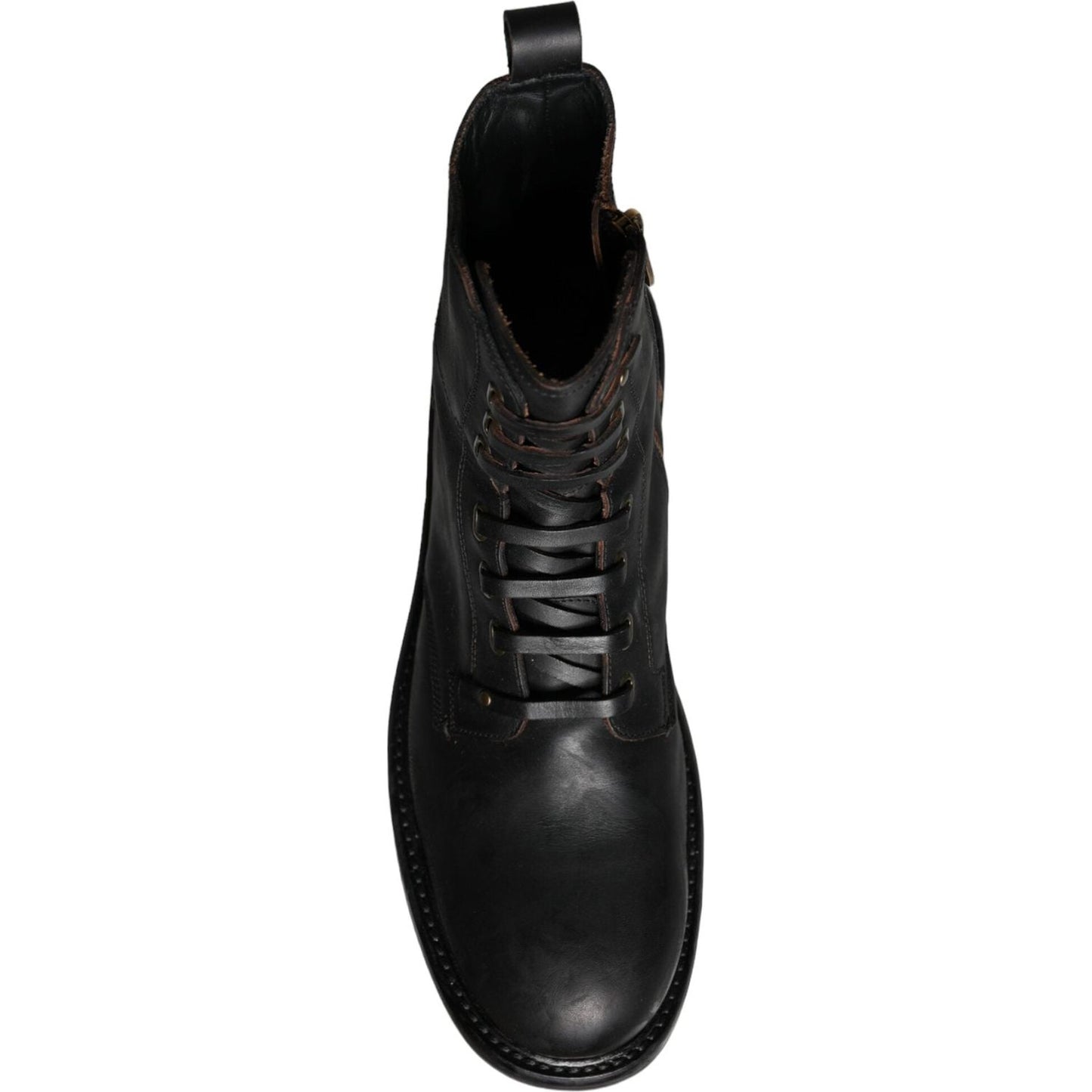 Dolce & Gabbana Black Lace Up Mid Calf Boots Men Shoes MV5868-45