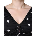 Dolce & Gabbana Black Silk Polka Dot V-neck Tassel Midi Dress DR281253-42