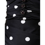 Dolce & Gabbana Black Silk Polka Dot V-neck Tassel Midi Dress DR281253-42