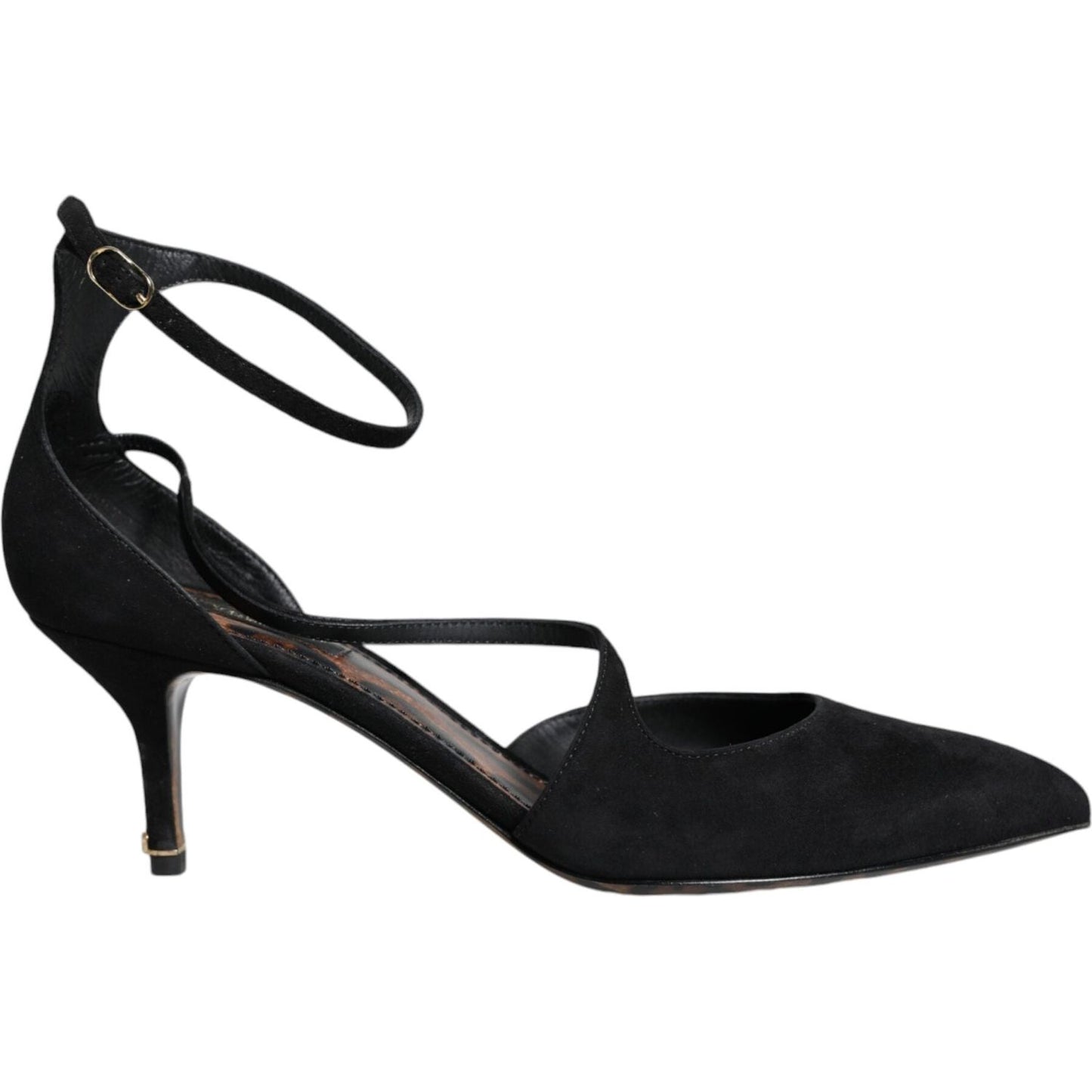 Dolce & Gabbana Black Suede Ankle Strap Heels Pumps Shoes LA8764-39