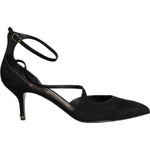 Dolce & Gabbana Black Suede Ankle Strap Heels Pumps Shoes LA8764-39