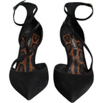 Dolce & Gabbana Black Suede Ankle Strap Heels Pumps Shoes LA8764-39