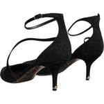 Dolce & Gabbana Black Suede Ankle Strap Heels Pumps Shoes LA8764-39