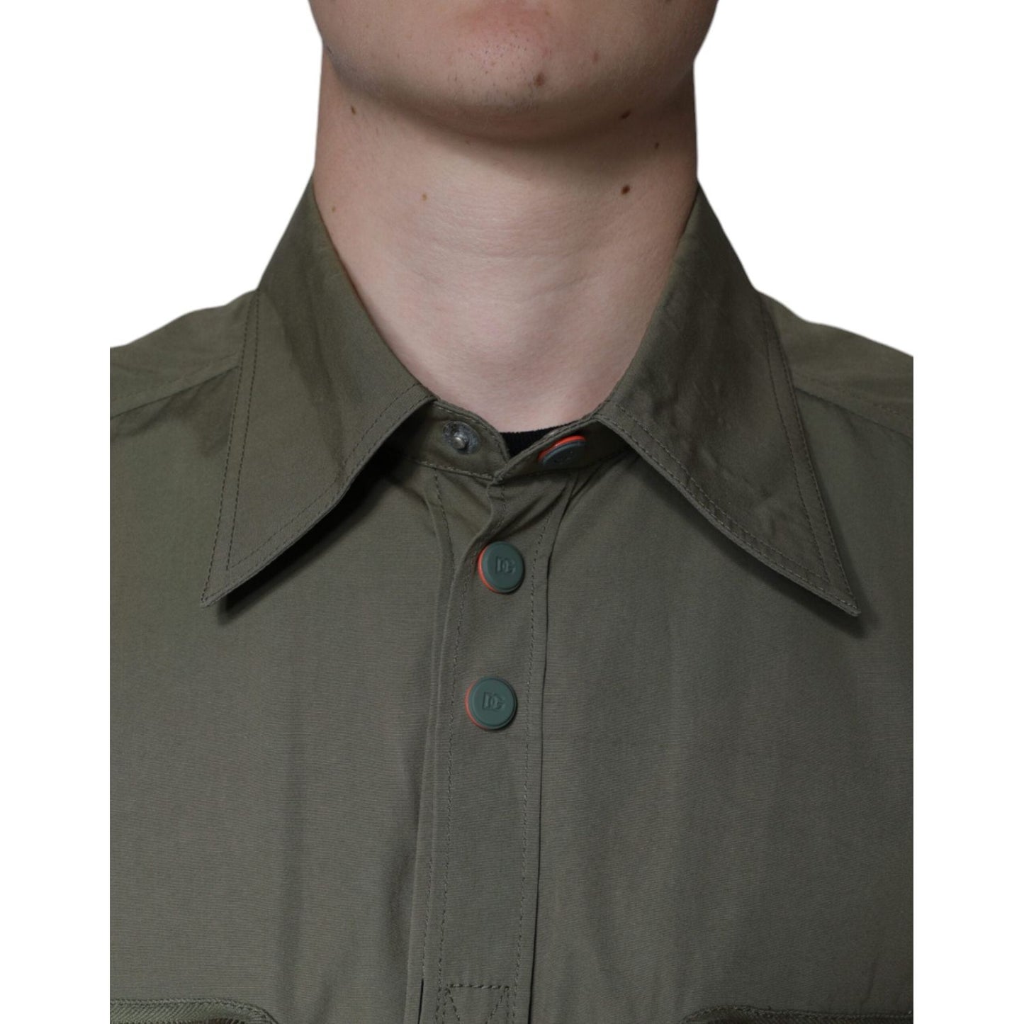 Dolce & Gabbana Military Green Cotton Bend Collared Coat Jacket JKT41245-40
