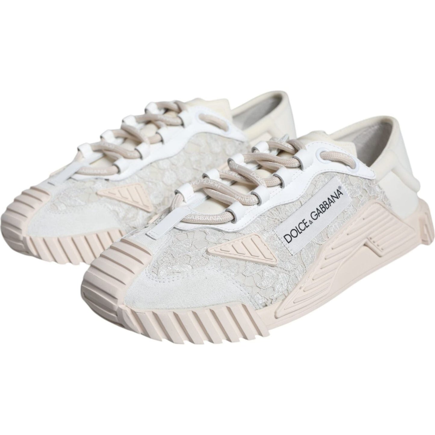 Dolce & Gabbana White Lace NS1 Low Top Sneaker Sports Shoes LA11721-41.5