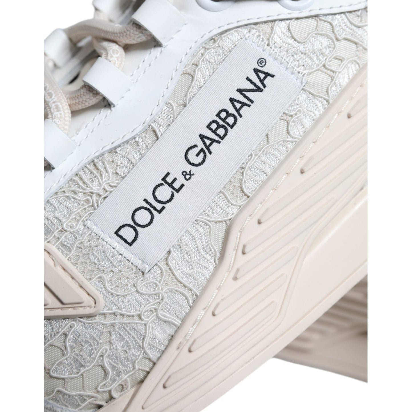 Dolce & Gabbana White Lace NS1 Low Top Sneaker Sports Shoes LA11721-41.5