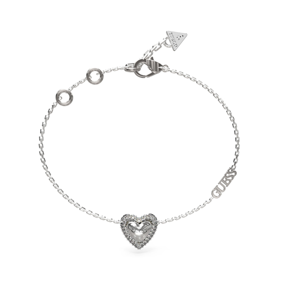 GUESS JEWELS JEWELRY Mod. JUBB05022JWRHS bracelet with heart charm and silver chain