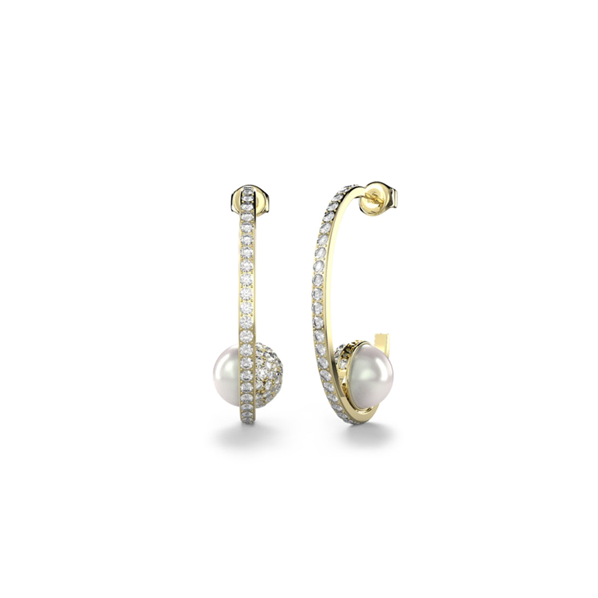 Elegant GUESS JEWELS JEWELRY Mod. JUBE04452JWYGT-U earrings with pearls and crystals.