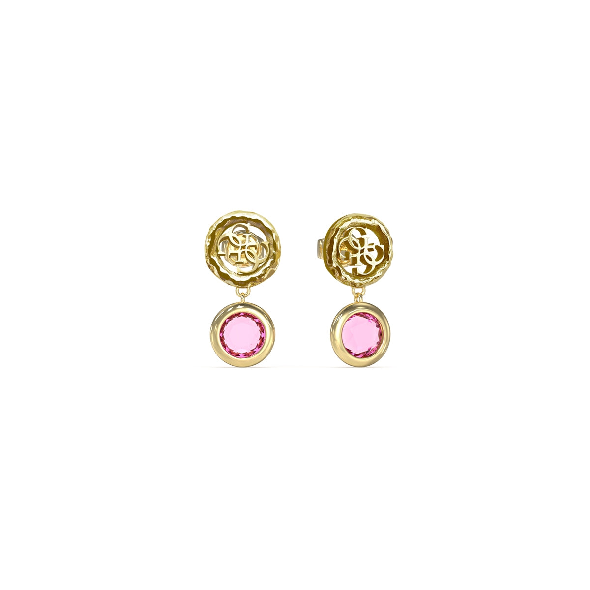 GUESS JEWELS JEWELRY Mod. JUBE05098JWYGFCT-U gold earrings with pink gemstones