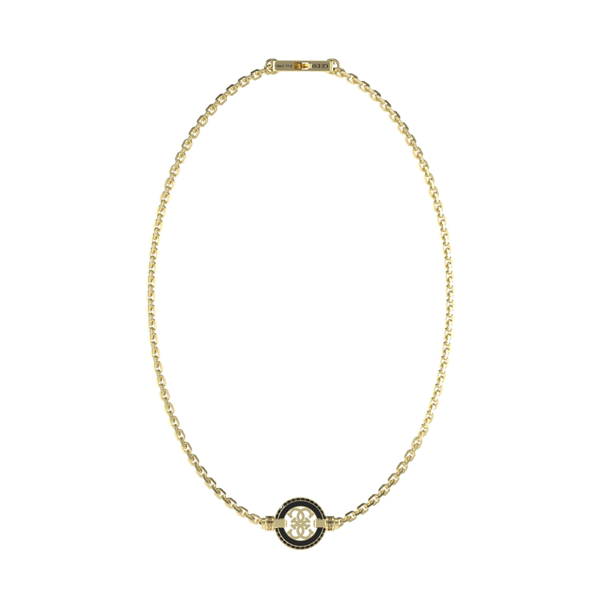 GUESS JEWELS JEWELRY Mod. JUMN04424JWYGBKT-U gold necklace with black accents and central pendant