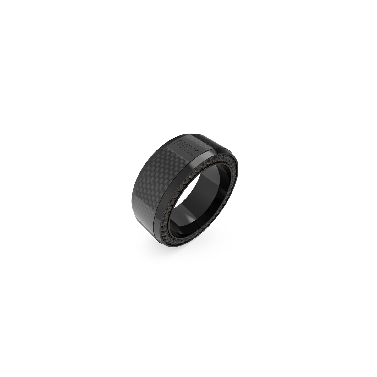 GUESS JEWELS JEWELRY Mod. JUMR04041JWBK64 black stylish ring with textured design