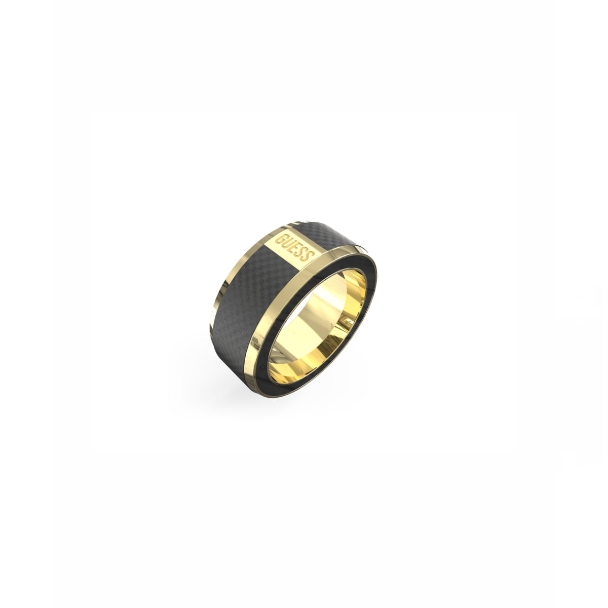 GUESS JEWELS JEWELRY Mod. JUMR04048JWYGBK64 gold and black ring