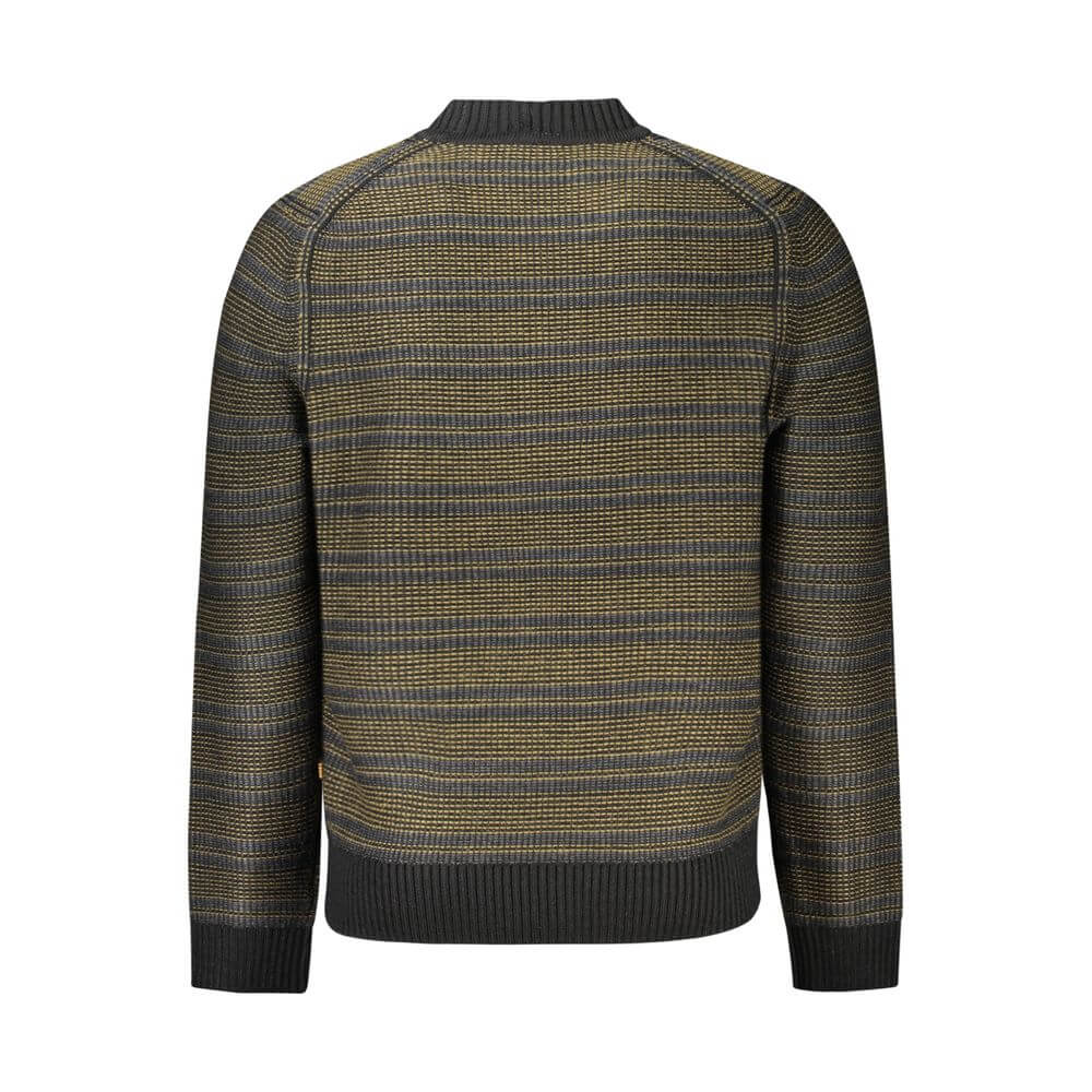 Rear view of a Hugo Boss Black Wool Sweater with long sleeves, crew neck, and contrasting details.