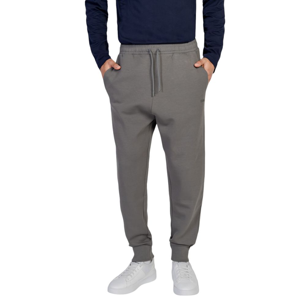 Hugo Boss Gray Cotton Joggers (Workout Pants) with elastic waistband and ribbed cuffs for comfort