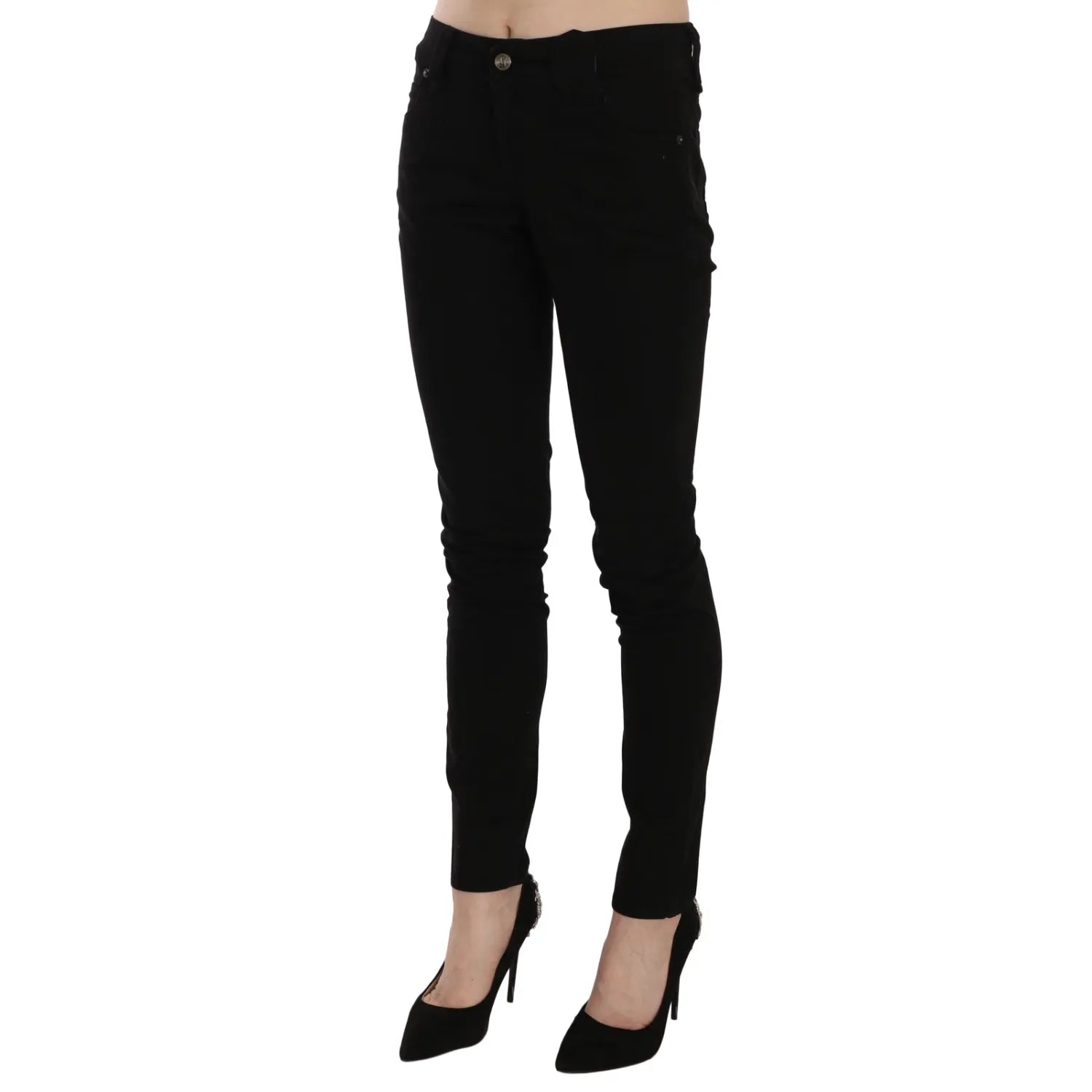 John Galliano Black Mid Waist Slim Fit Skinny Denim Casual Pants Jeans