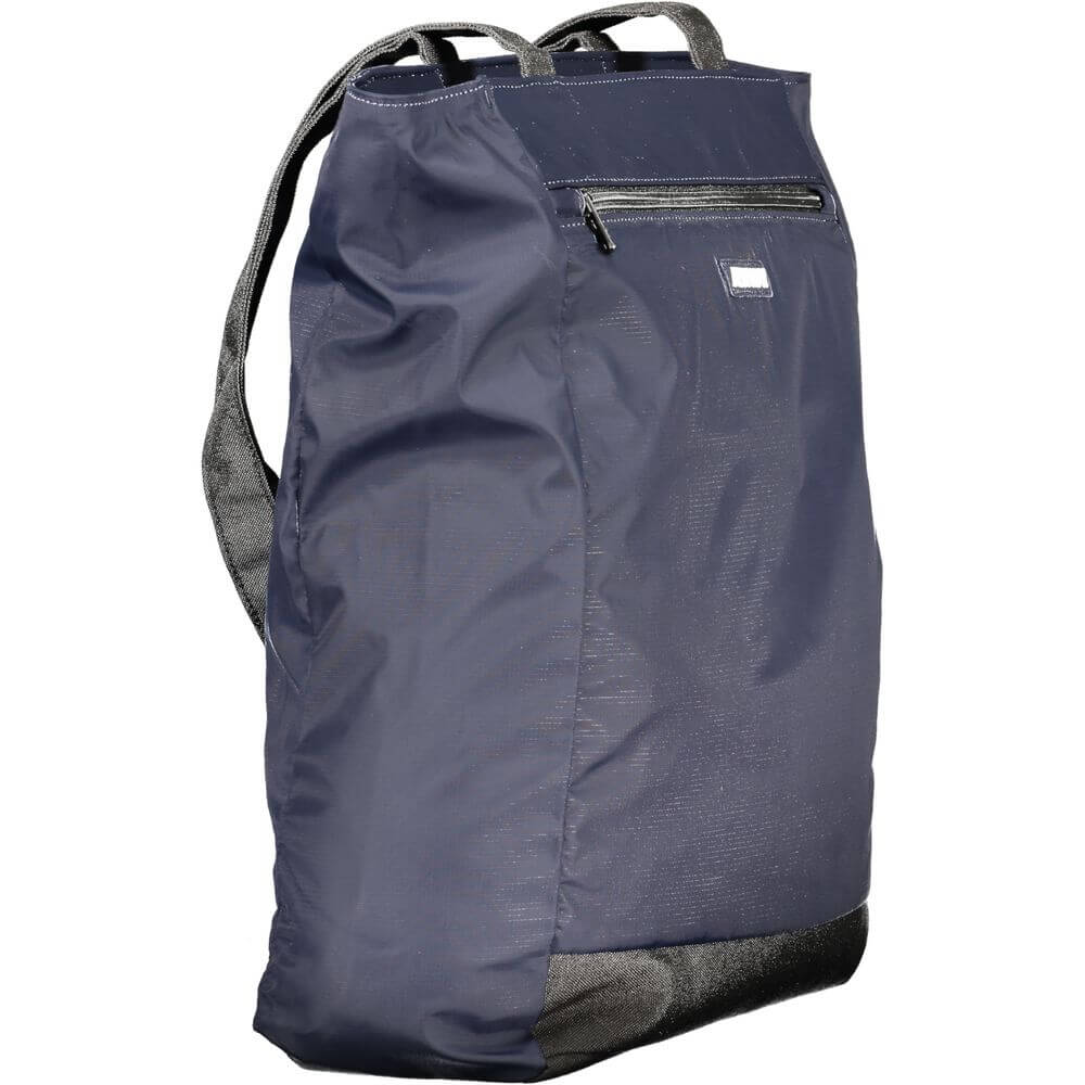 K-WAY Blue Polyester Handbag with dual shoulder handles, external and internal pockets, and zip closure.