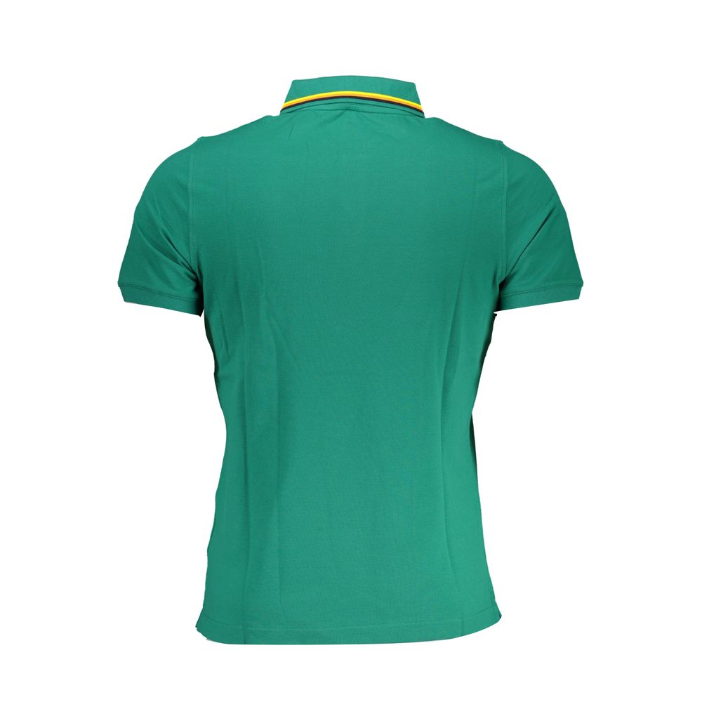 K-WAY Green Cotton Polo Shirt - short sleeve, 2 buttons, with logo application. Perfect casual wear for style and comfort.