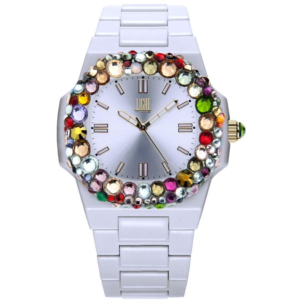 LIGHT TIME Mod. VELVET NAUTILUS - White Rainbow Strass WATCHES LIGHT TIME Light Gray