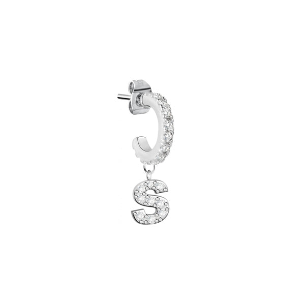 LA PETITE STORY JEWELRY Mod. LPS02ARQ75 silver earring with crystal letter S charm