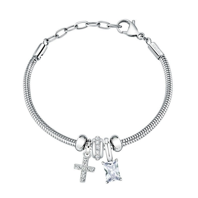 MORELLATO MOD. SCZ1314 silver bracelet for ladies, featuring elegant design with cross and jewel charms.